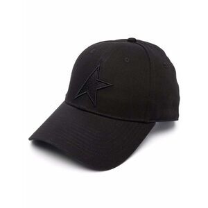 Golden Goose Men Black Half Star Logo Baseball Cap In Cotton Man